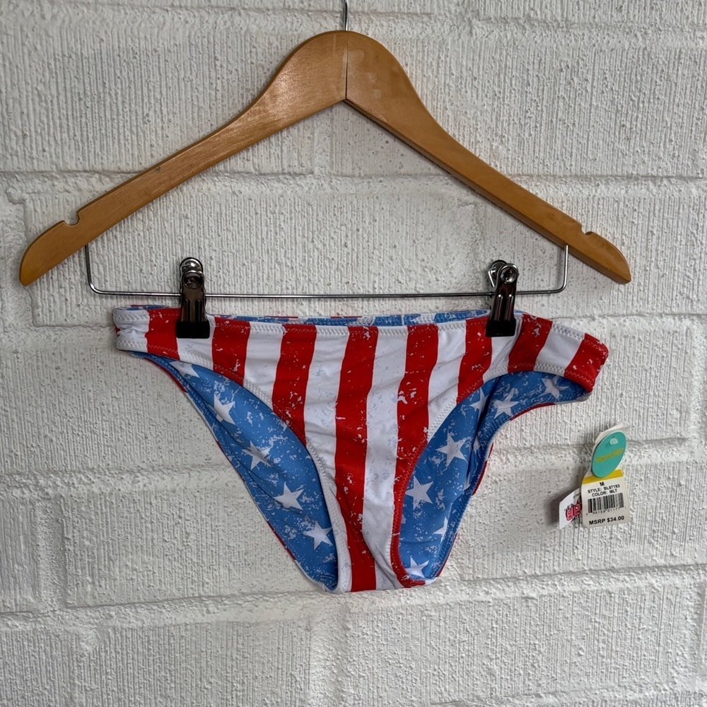 The Bikini Lab American Flag Red, White, and Blue Star Reversible Bikini Bottom